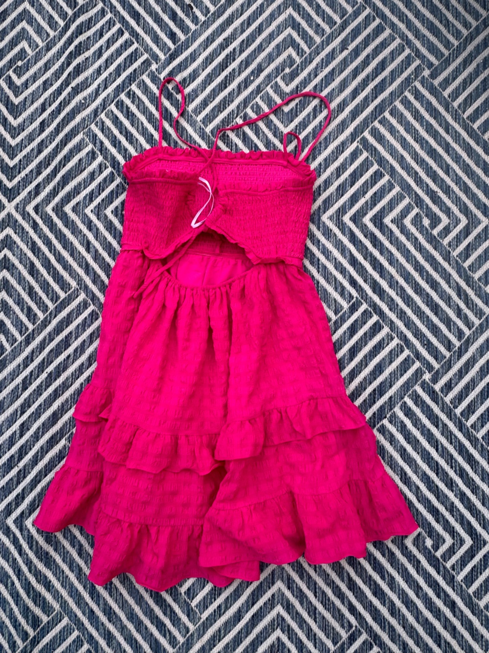 Lulu's Hot Pink Smocked Ruffle Mini Dress - Picture 5 of 5